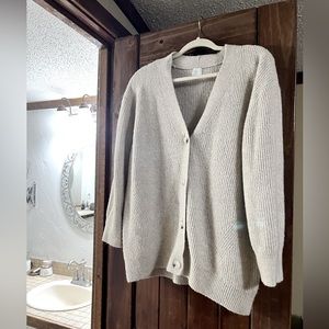 Taupe color button up oversized sweater.